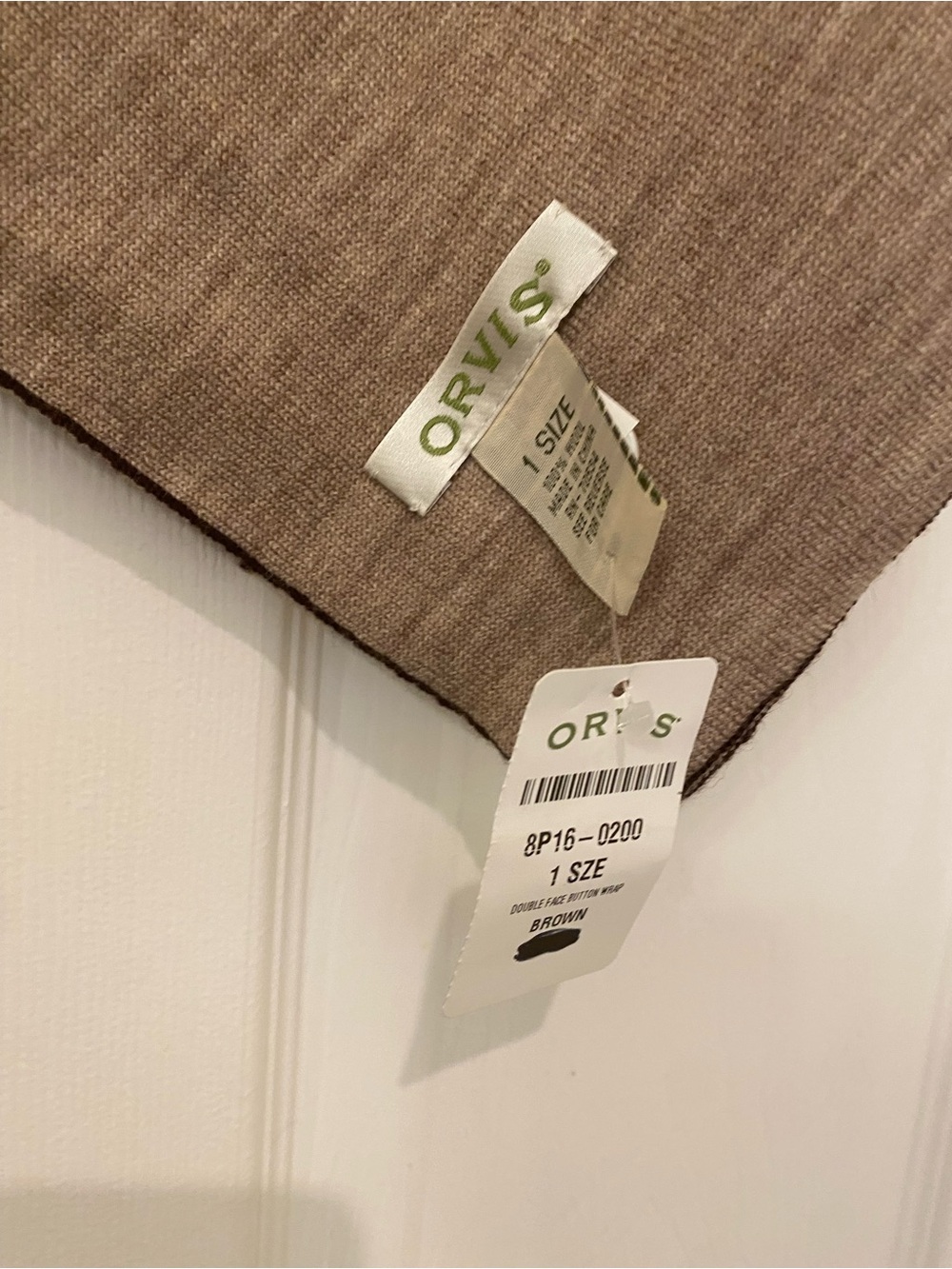 NWTs Orvis Taupe / Brown Double Face Wrap Reversible Poncho 100% Wool - Picture 3 of 3